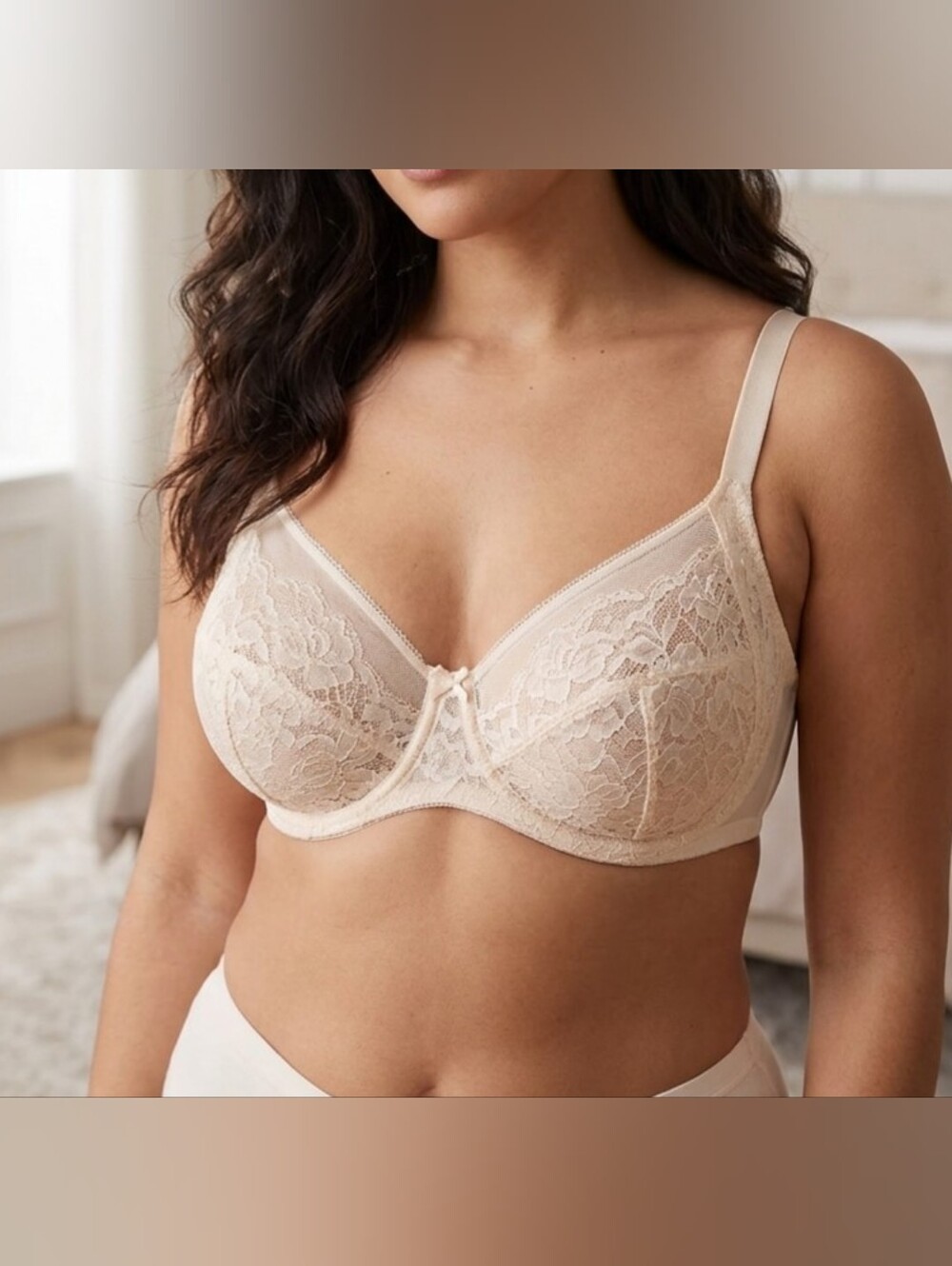 HSIA Lace Underwire Bra in Nude Size 34G